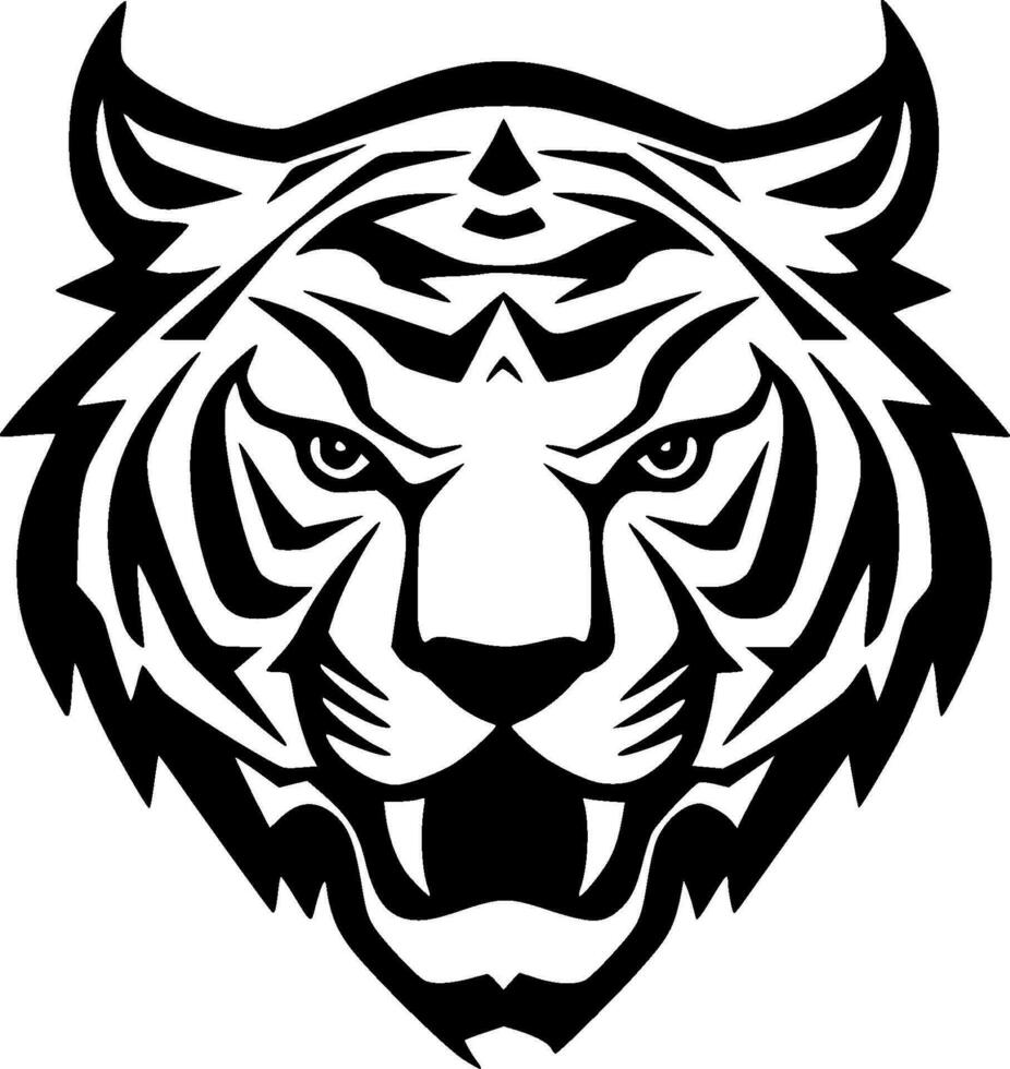 Tigre - negro y blanco aislado icono - vector ilustración