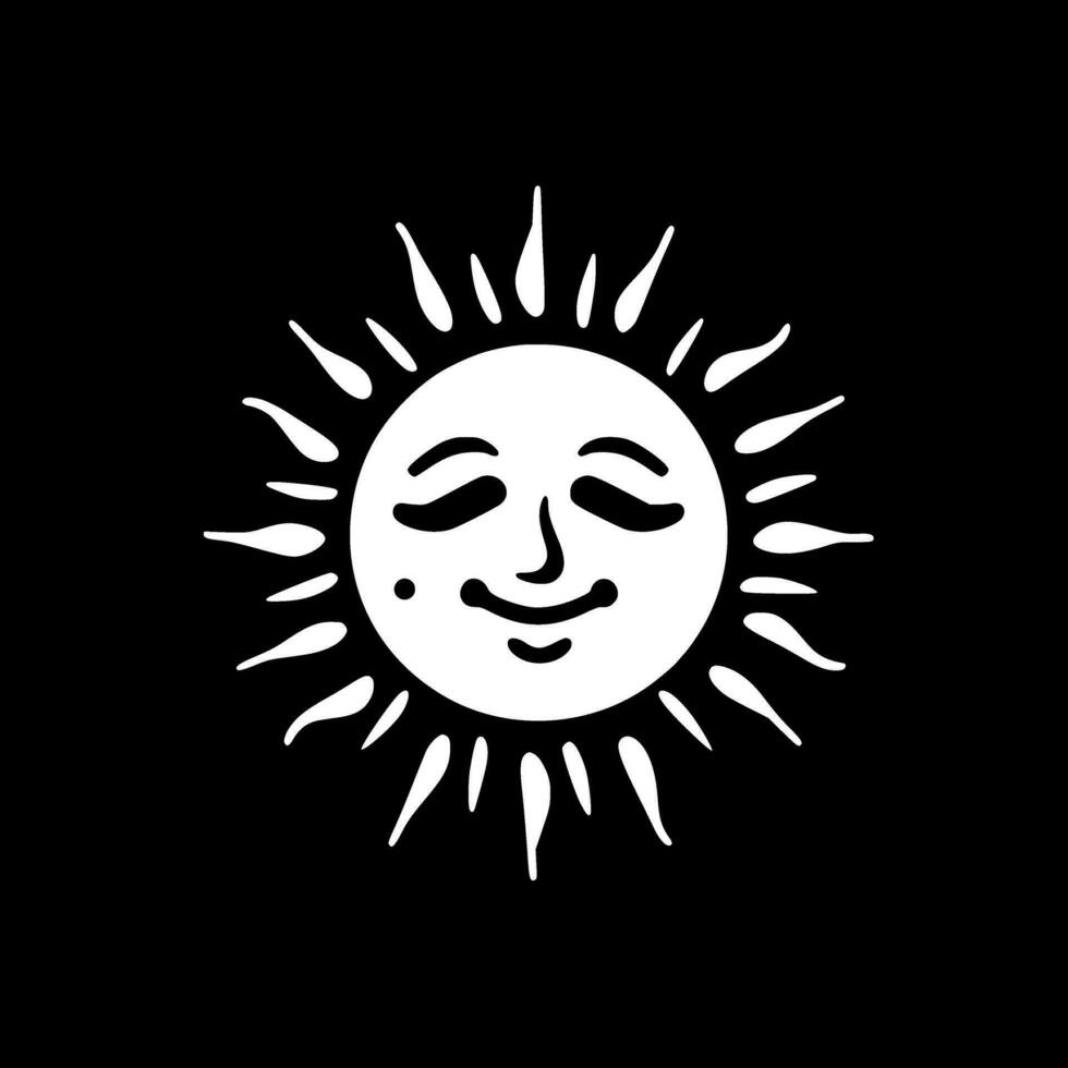 Sun, Black and White Vector illustration