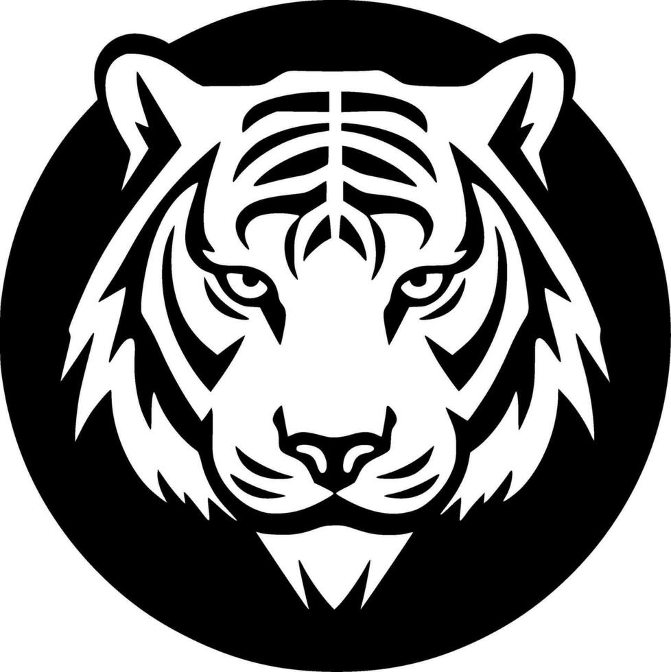 Tigre - negro y blanco aislado icono - vector ilustración