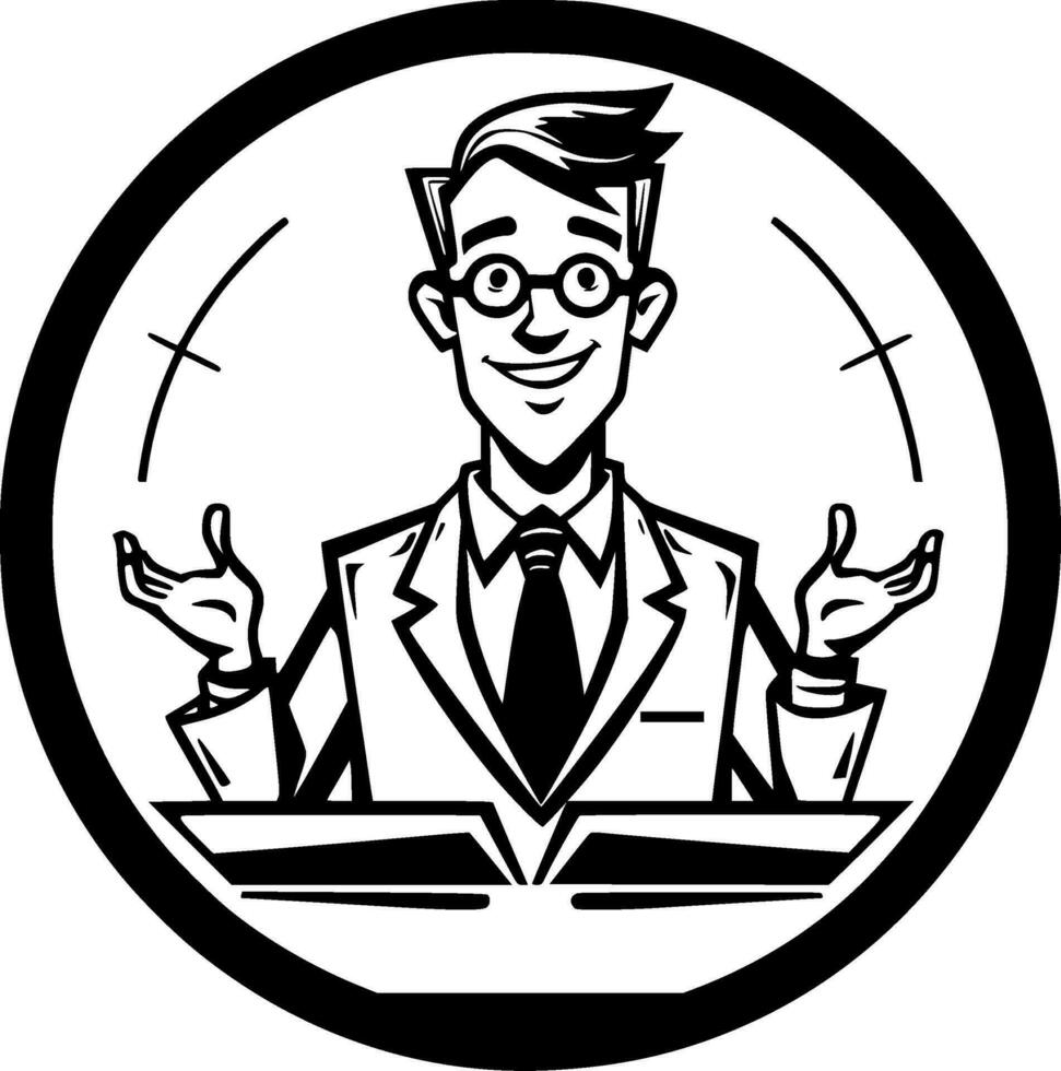 profesor - negro y blanco aislado icono - vector ilustración