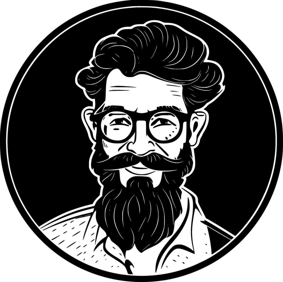 Teacher, Black and White Vector illustration