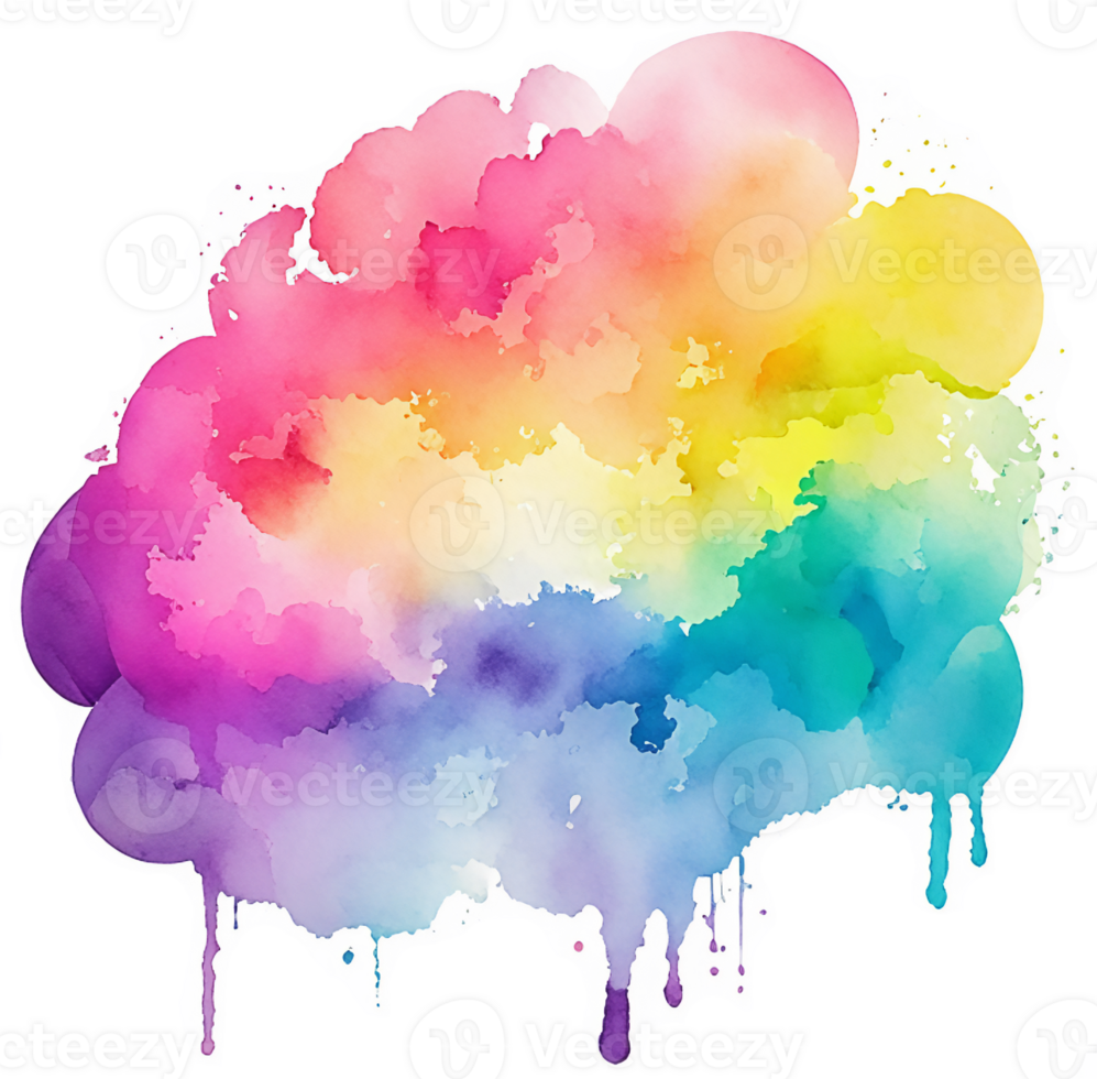 Watercolor Rainbow Texture Splash Background AI Generative png