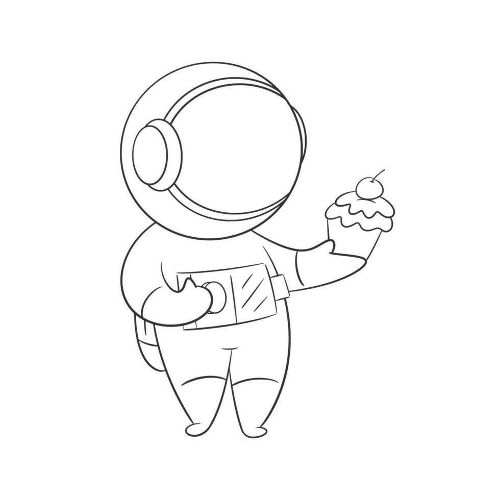 Astronauts get fat because they eat too much for coloring vector