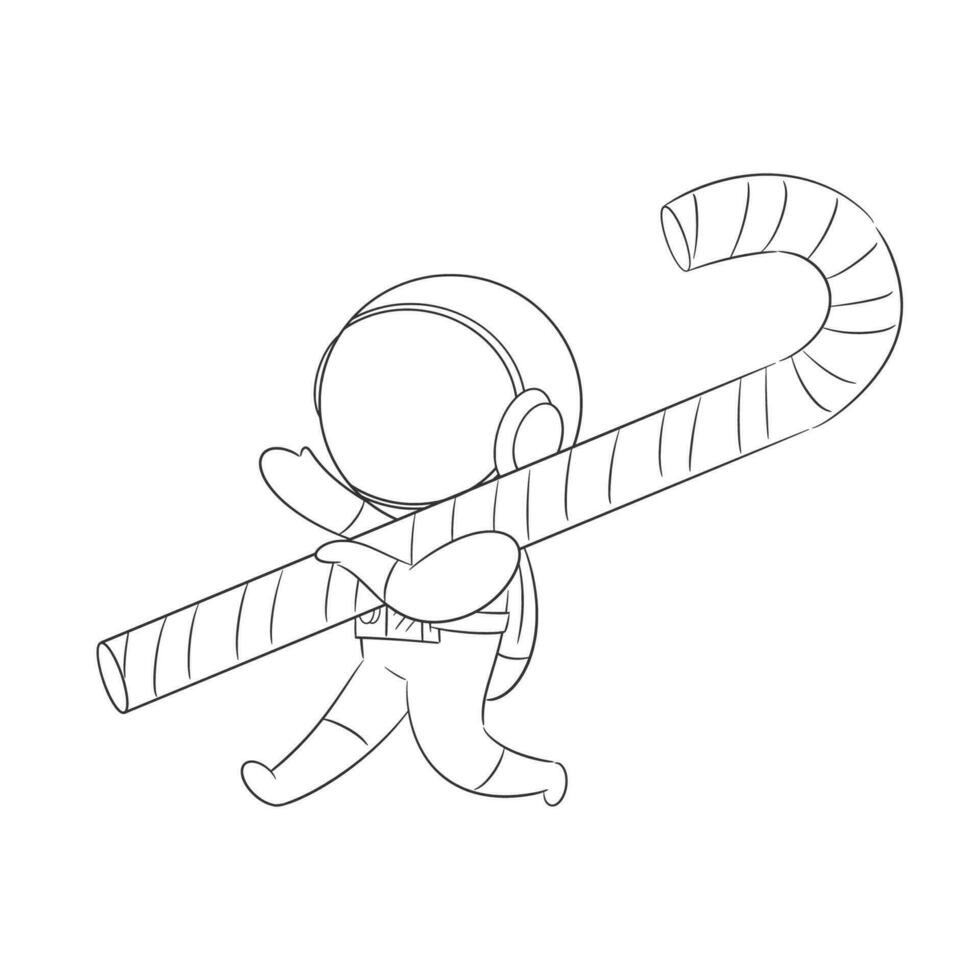 astronauta caminando y que lleva un grande caramelo para colorante vector