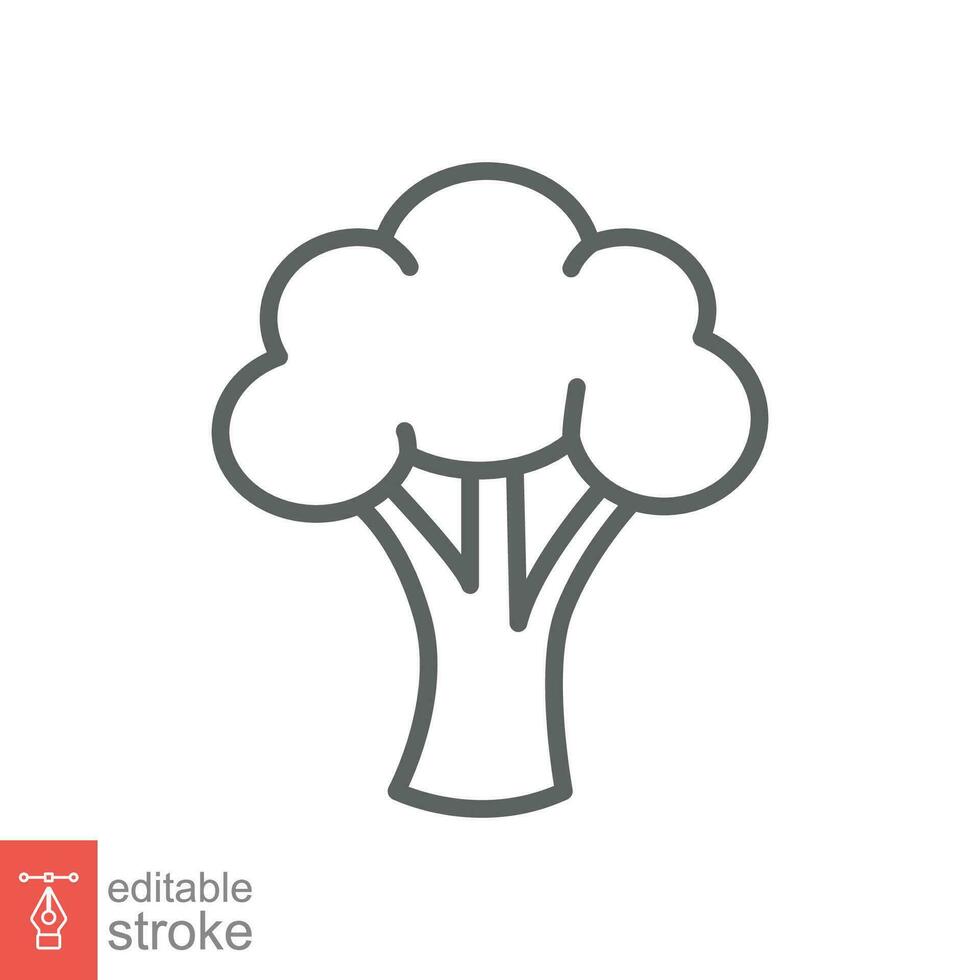 Broccoli icon. Simple outline style. Vegetable, plant, healthy, natural, organic, diet, fresh, food concept. Thin line symbol. Vector illustration isolated on white background. Editable stroke EPS 10.