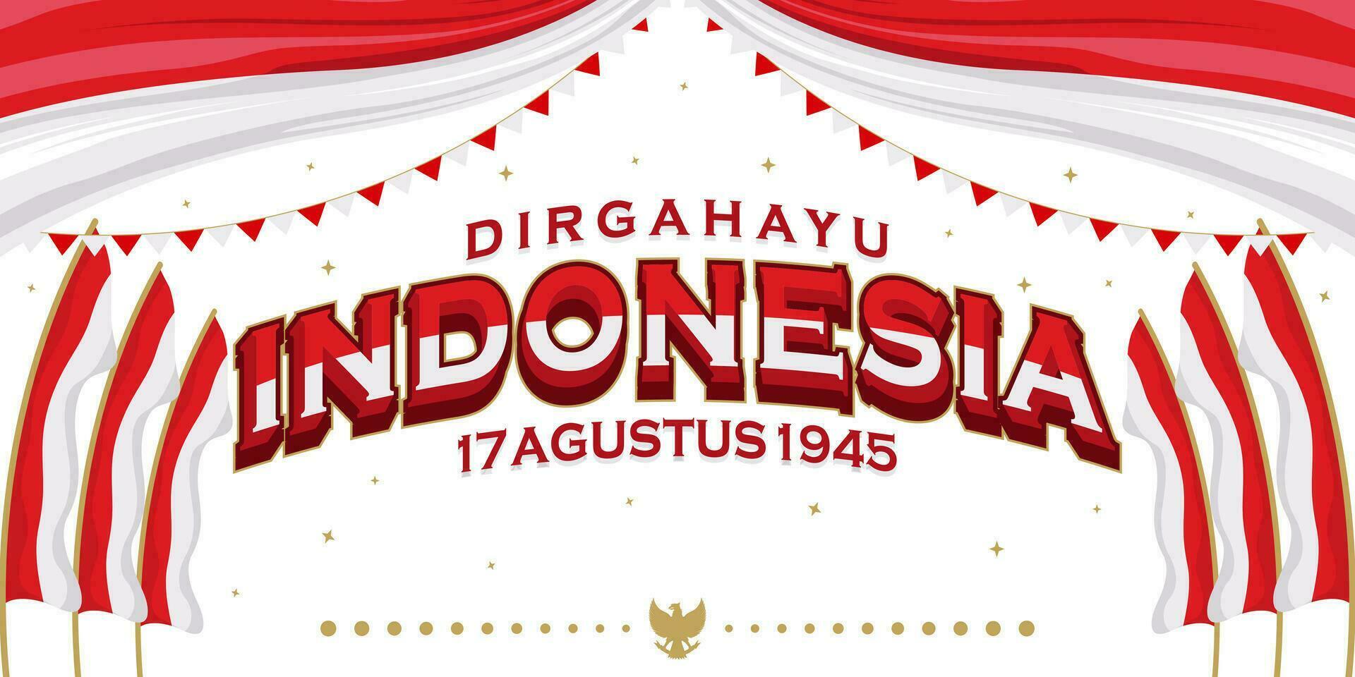 Dirgahayu Indonesia August 17 flat design background vector