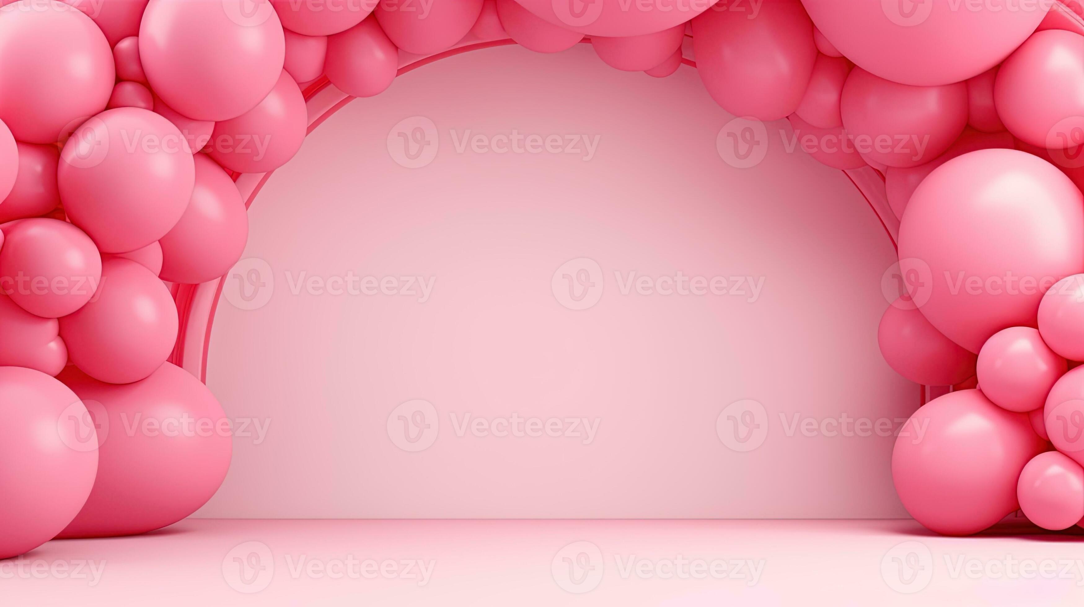 Premium Photo  Mockup birthday pastel rainbow balloons in pink background  generative ai