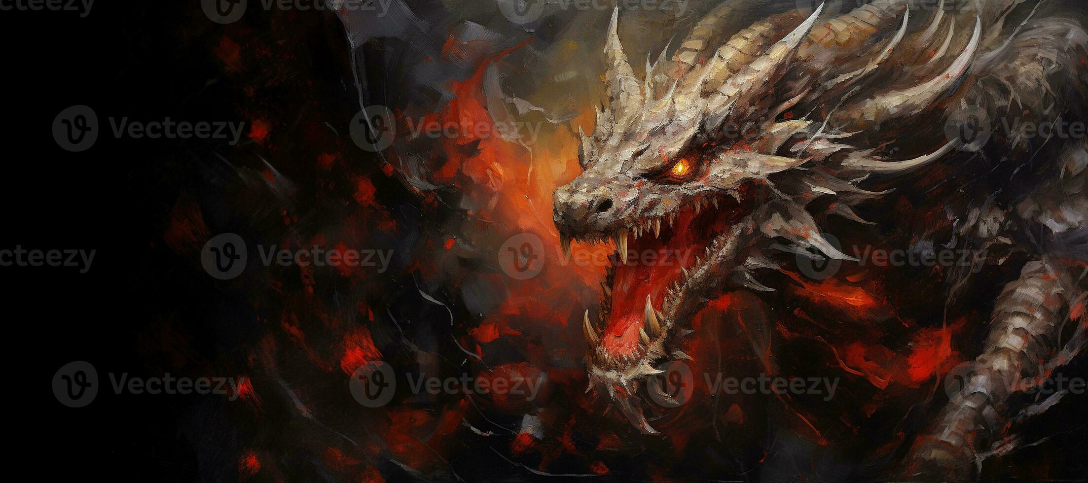 Generative AI, Dragon drawn fantasy illustration in impasto style. Symbol of New Year 2024, Chinese zodiac photo