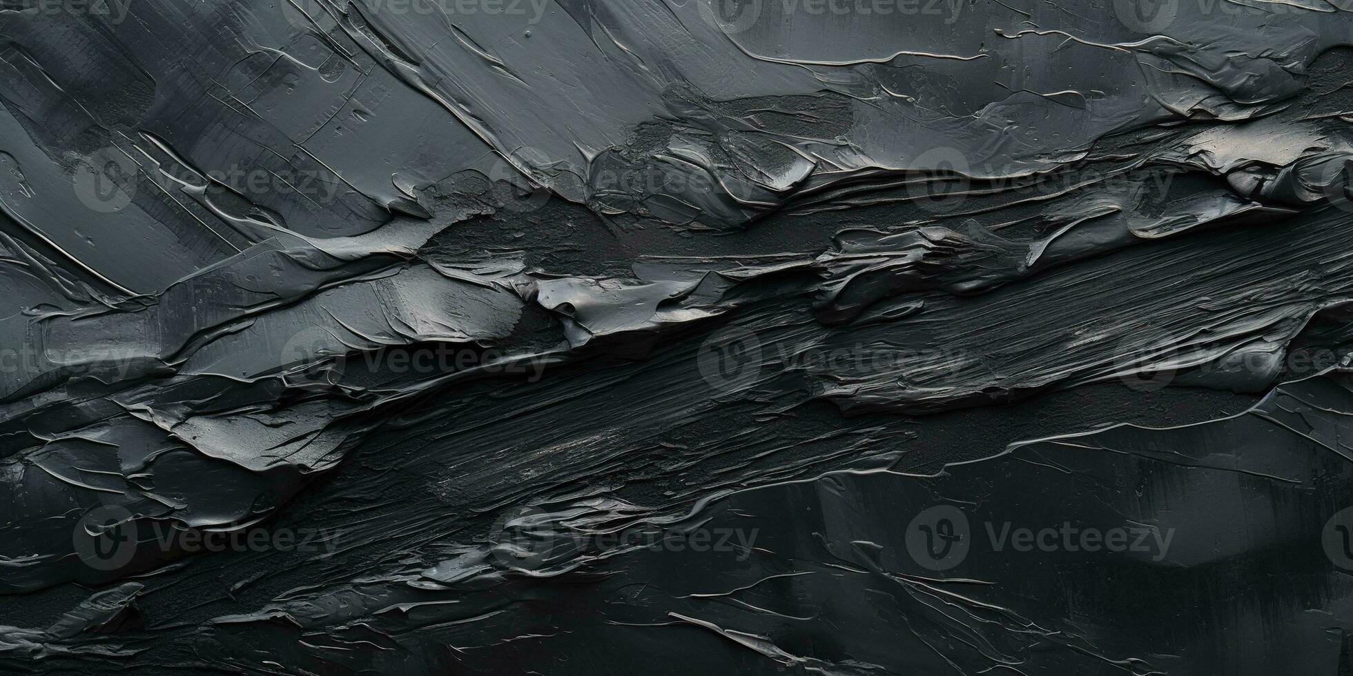 Generative AI, Closeup of impasto abstract rough black art painting texture photo