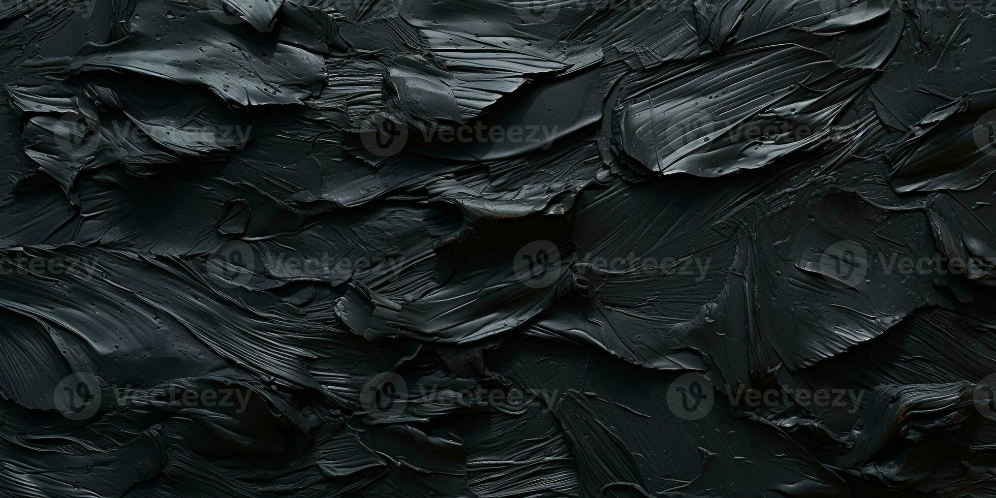 Generative AI, Closeup of impasto abstract rough black art painting texture photo