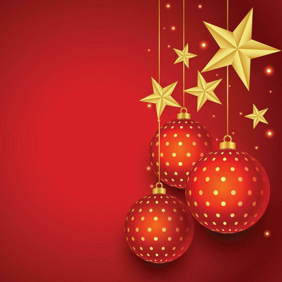Merry Christmas and Happy New Year. Xmas background with poinsettia, Snowflakes, star and balls design. vector