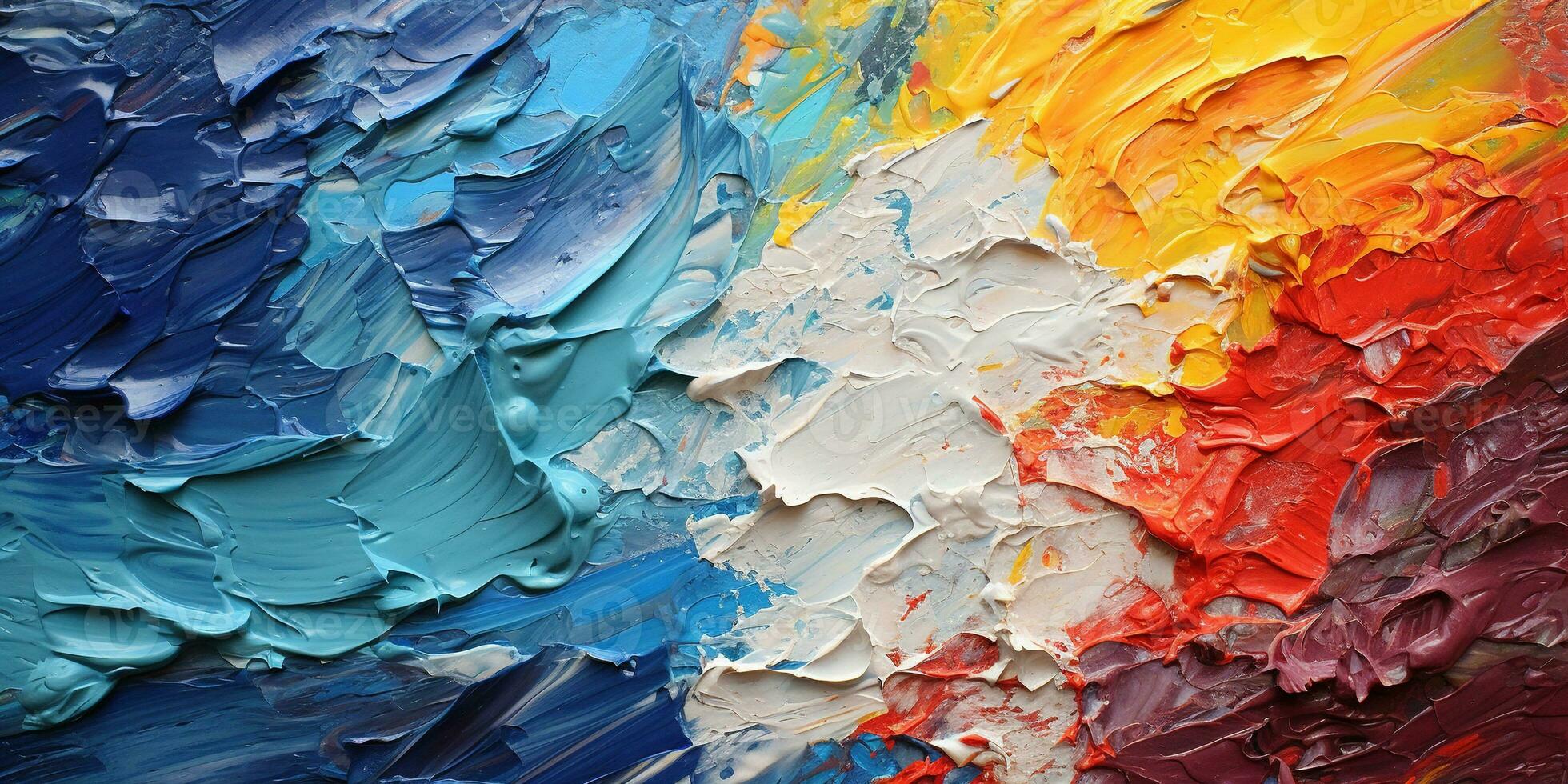 Generative AI, Closeup of impasto abstract rough colorful art painting texture photo