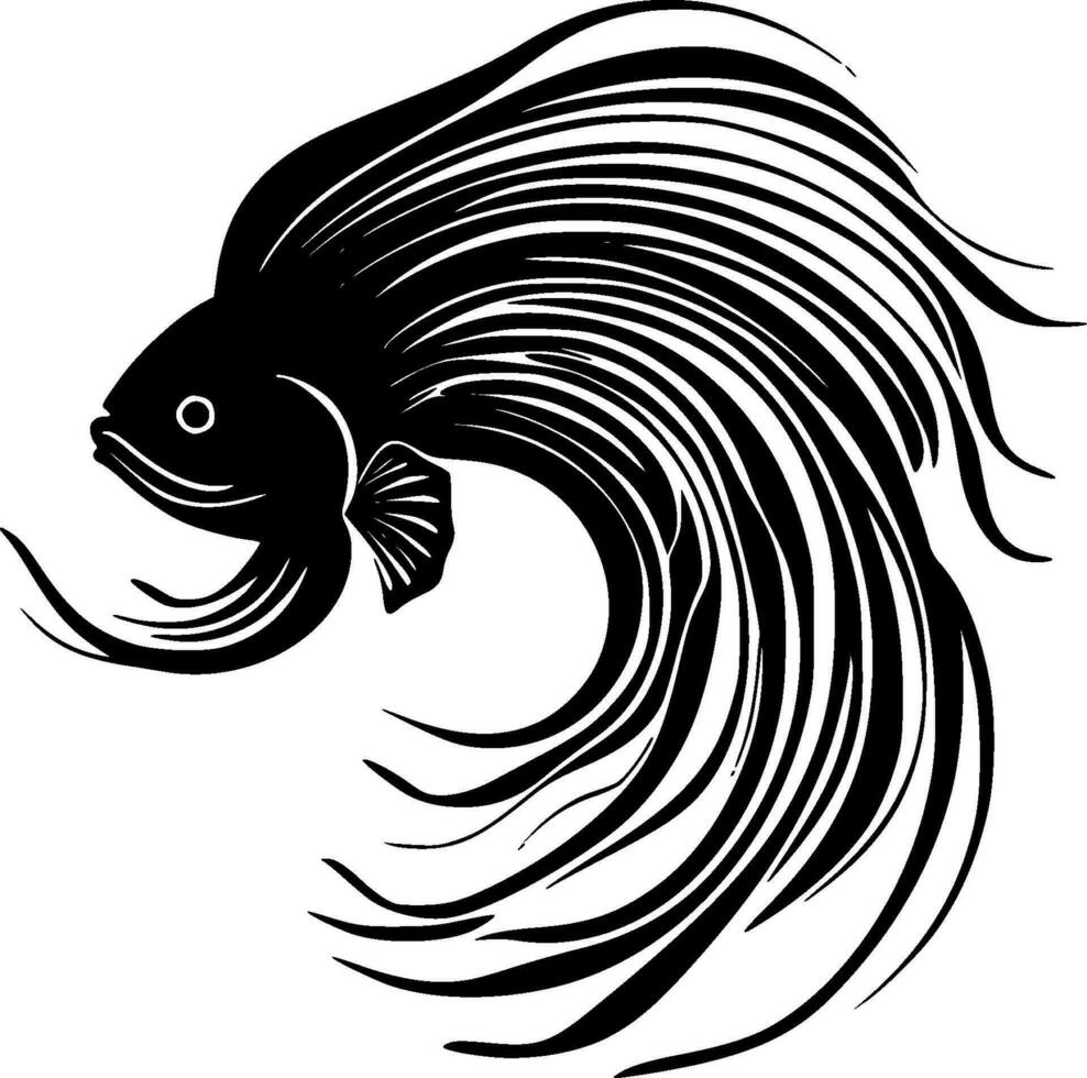 Fish - Black and White Isolated Icon - Vector illustration