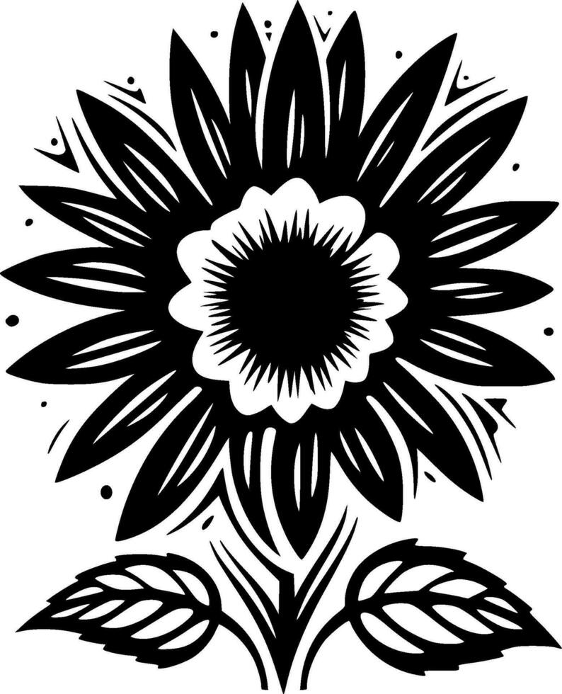 flor - negro y blanco aislado icono - vector ilustración