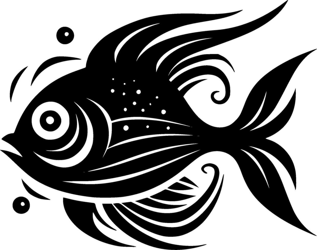 Fish - Black and White Isolated Icon - Vector illustration