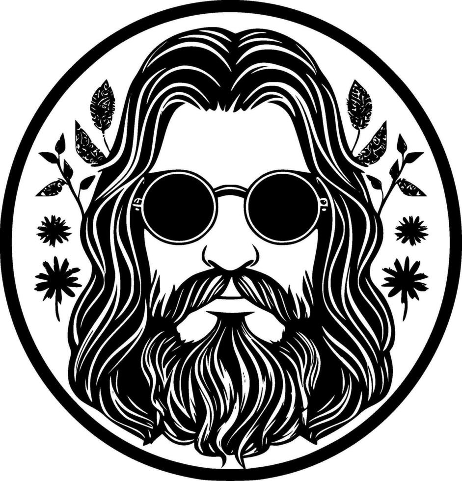 hippie, negro y blanco vector ilustración