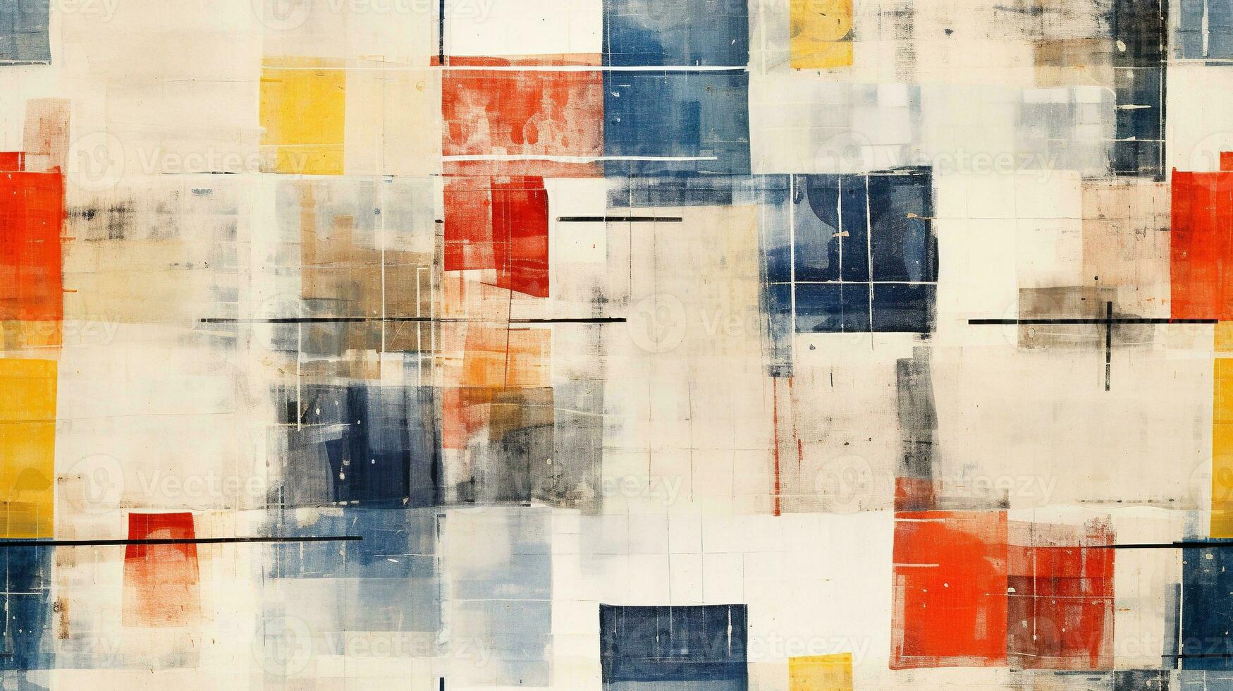 Generative AI, hand drawn paint water color geometric abstract seamless pattern photo