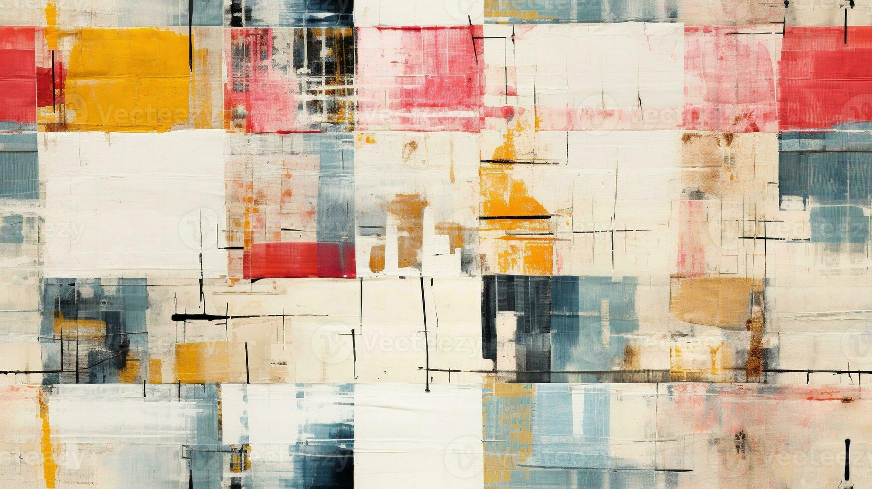 Generative AI, hand drawn paint water color geometric abstract seamless pattern photo