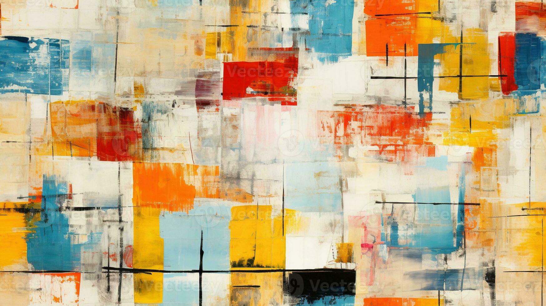 Generative AI, hand drawn paint water color geometric abstract seamless pattern photo