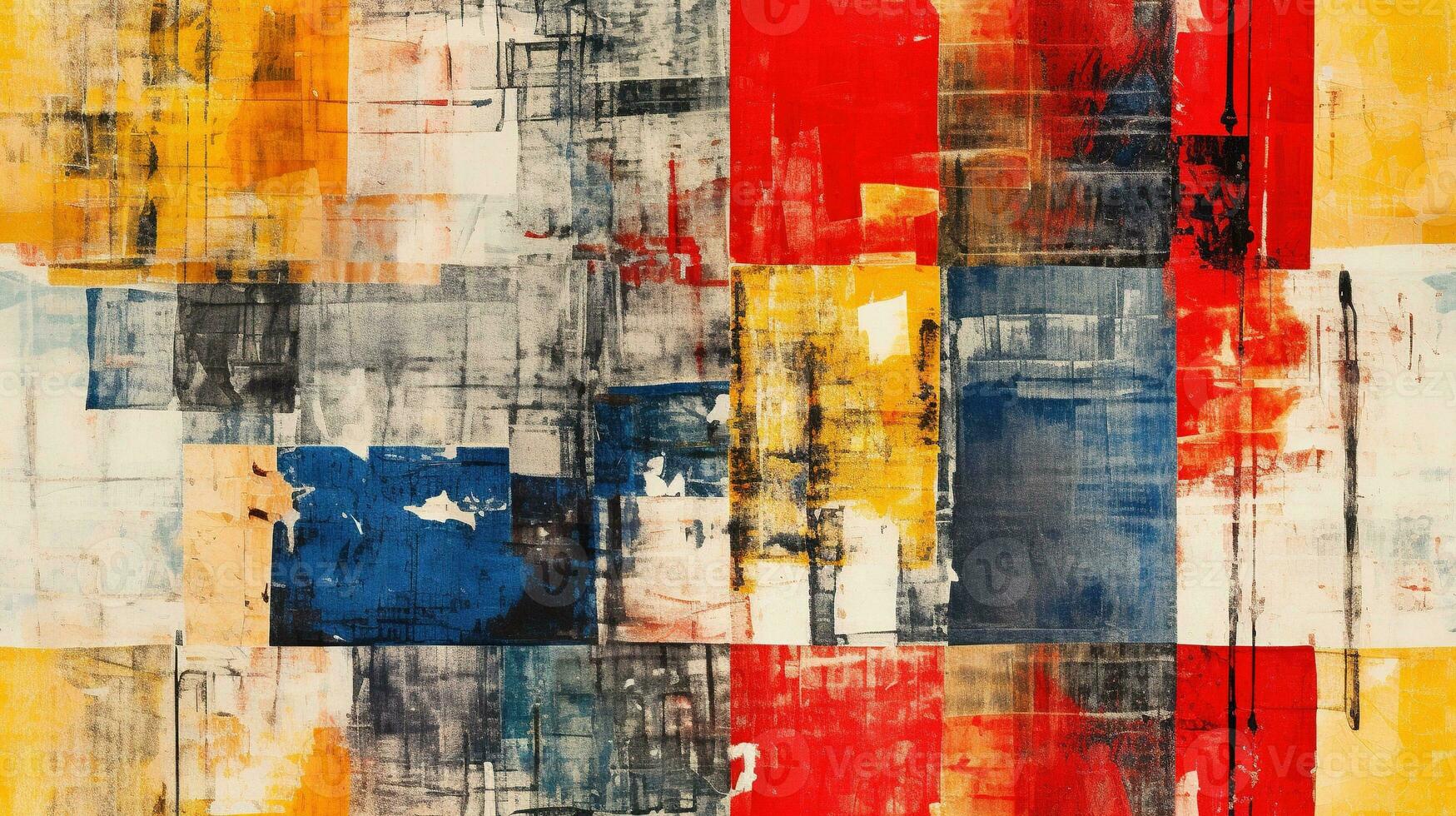 Generative AI, hand drawn paint water color geometric abstract seamless pattern photo