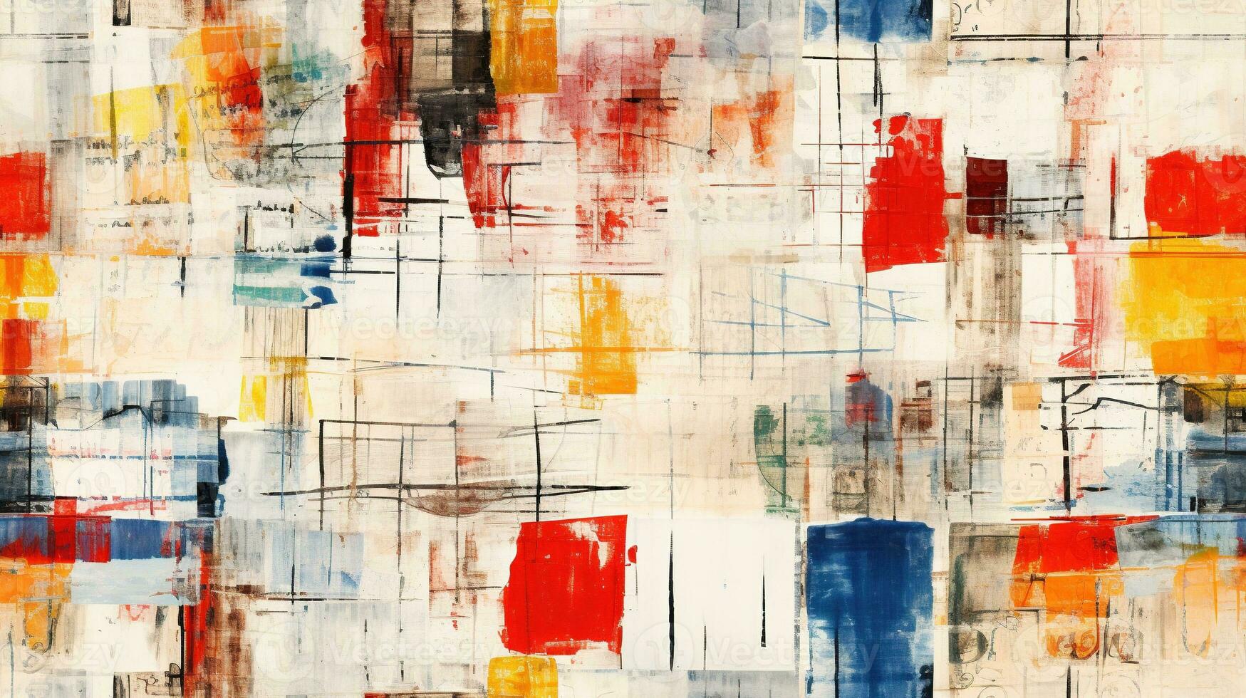 Generative AI, hand drawn paint water color geometric abstract seamless pattern photo
