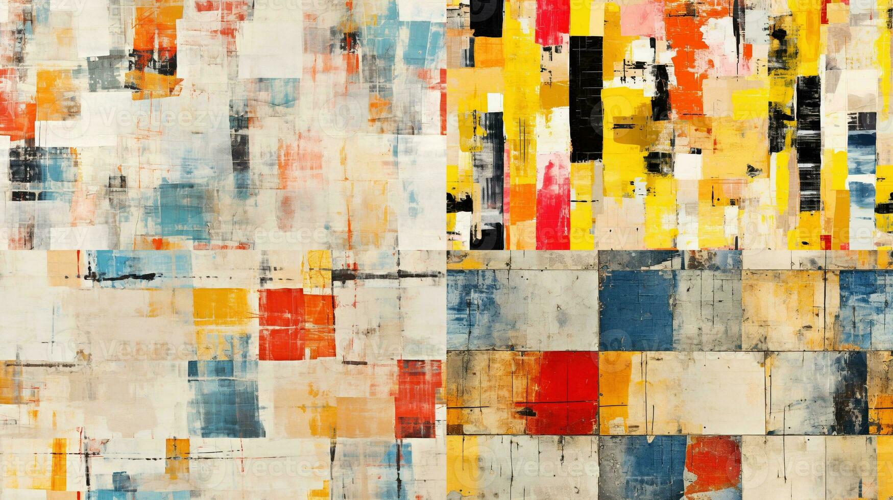 Generative AI, hand drawn paint water color geometric abstract seamless pattern photo