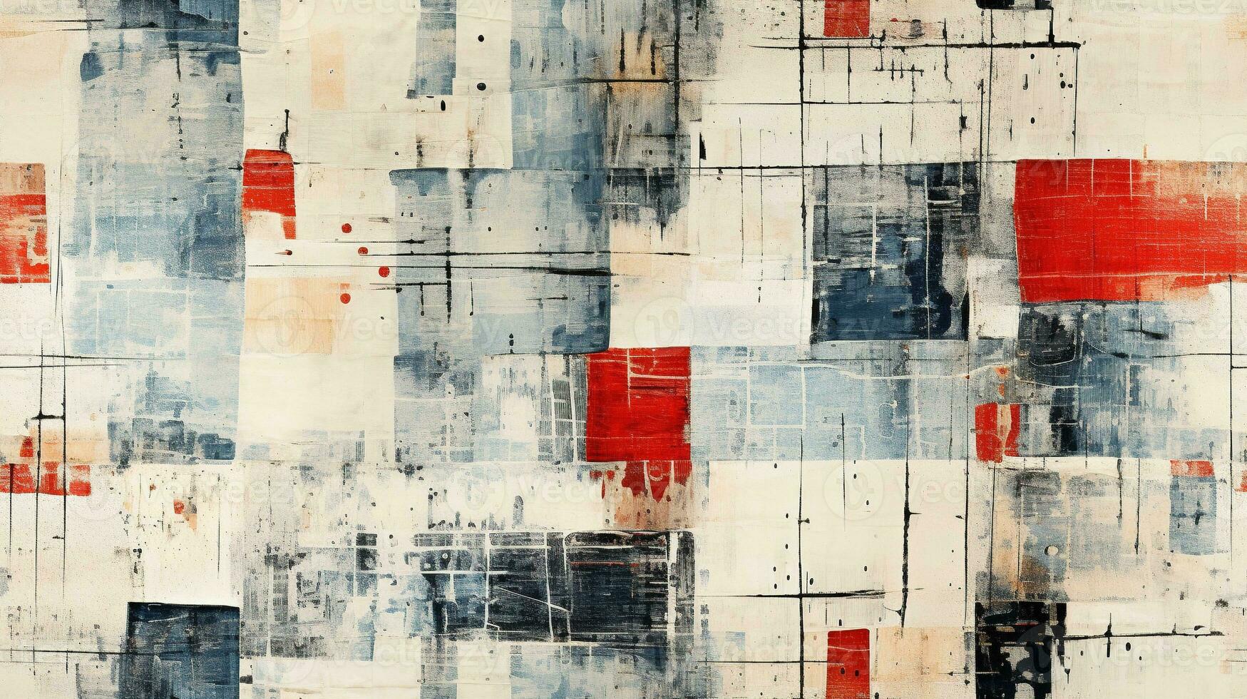 Generative AI, hand drawn paint water color geometric abstract seamless pattern photo