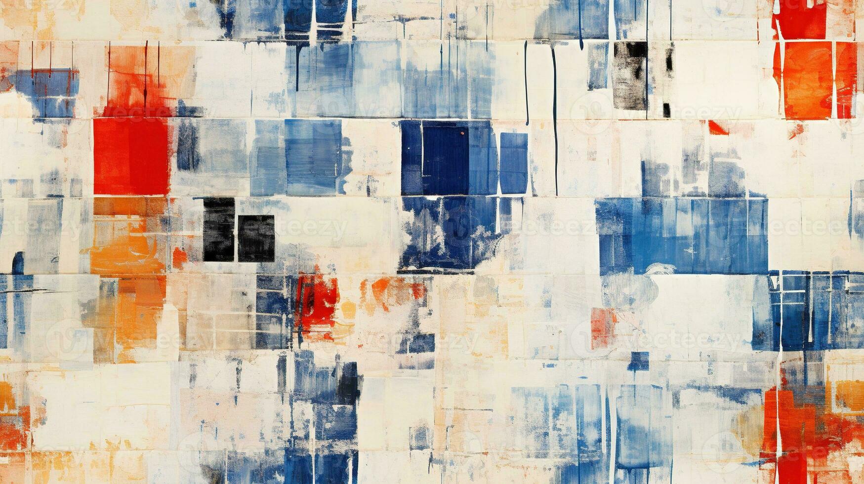 Generative AI, hand drawn paint water color geometric abstract seamless pattern photo