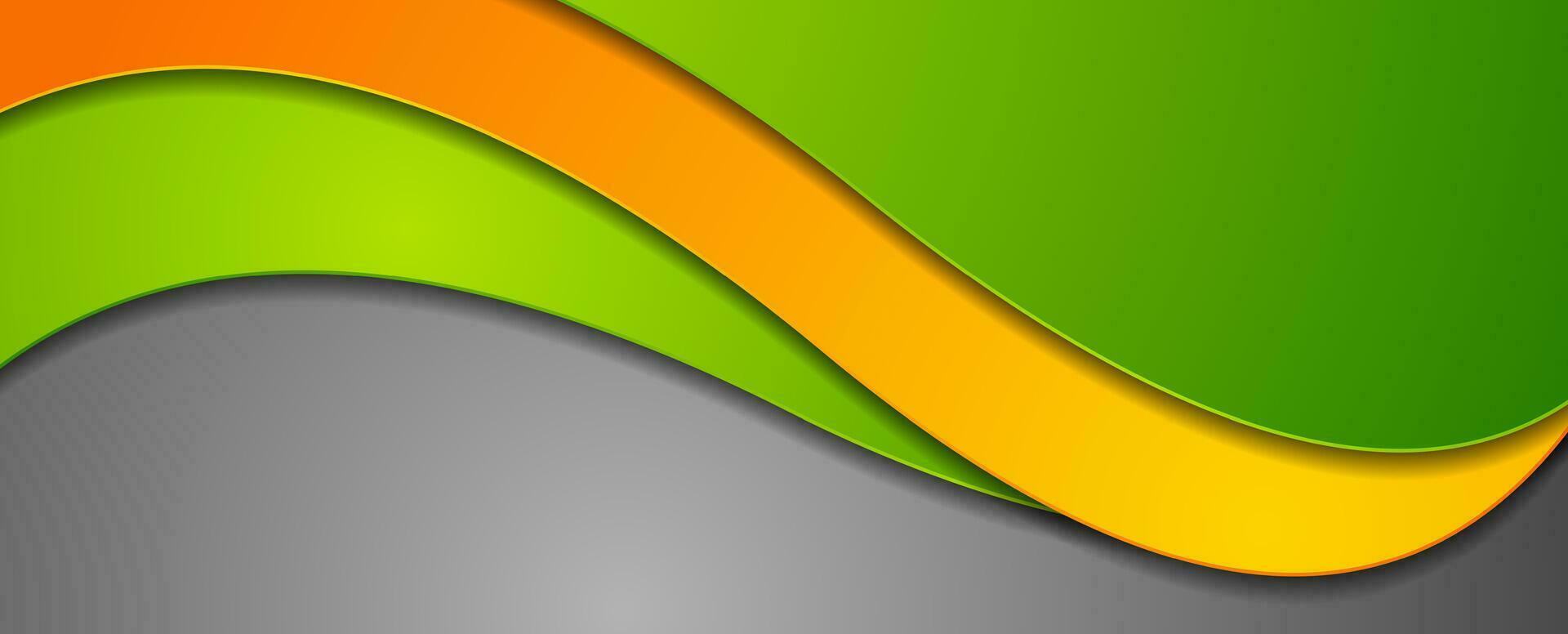 Green and orange abstract waves corporate background vector