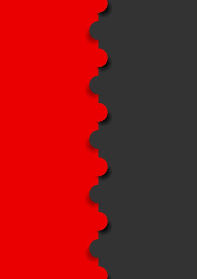Red and black minimal flat background with paper circles vector
