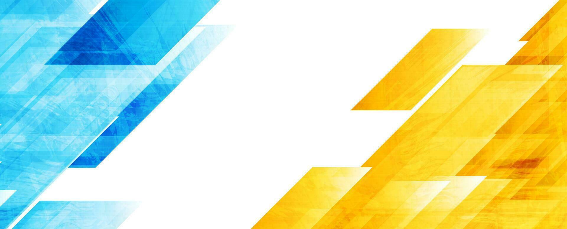 Blue and yellow abstract geometric grunge banner vector