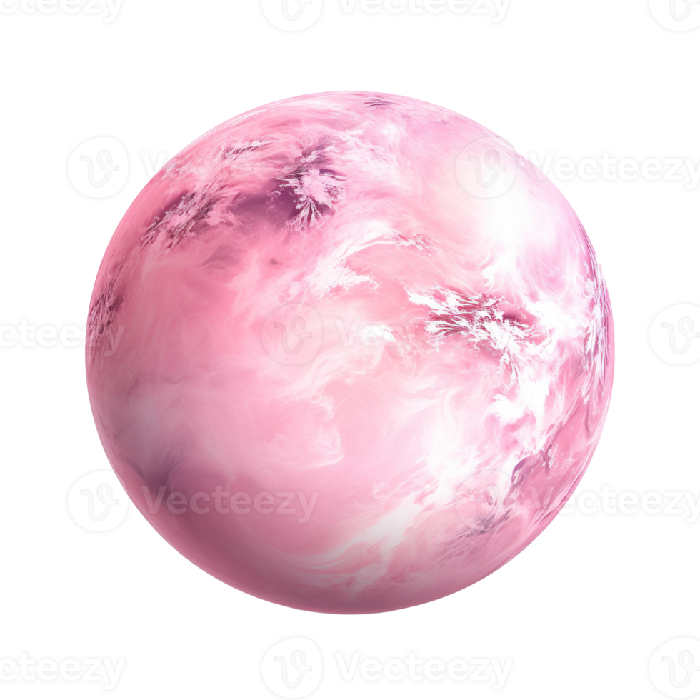 Generative AI, PNG pink beautiful planet