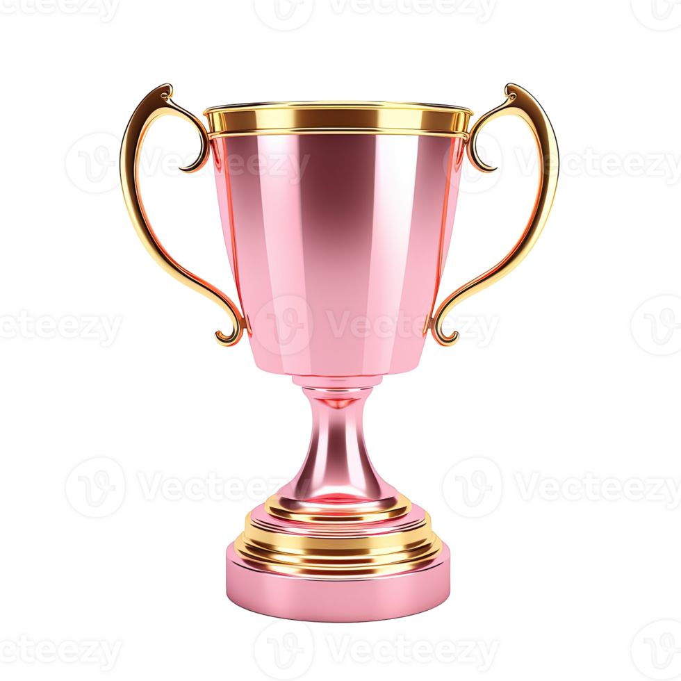 Generative AI, PNG Winner trophy, pink golden champion cup