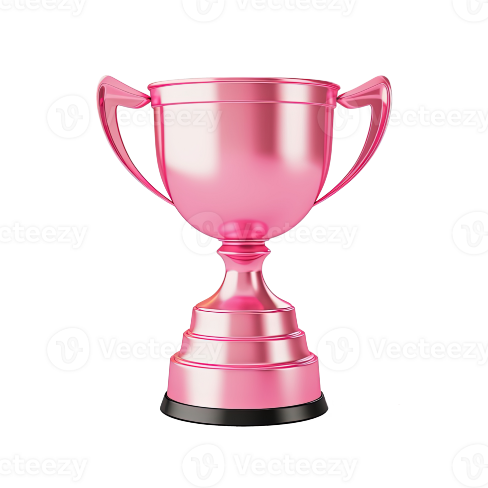 Generative AI, PNG Winner trophy, pink golden champion cup