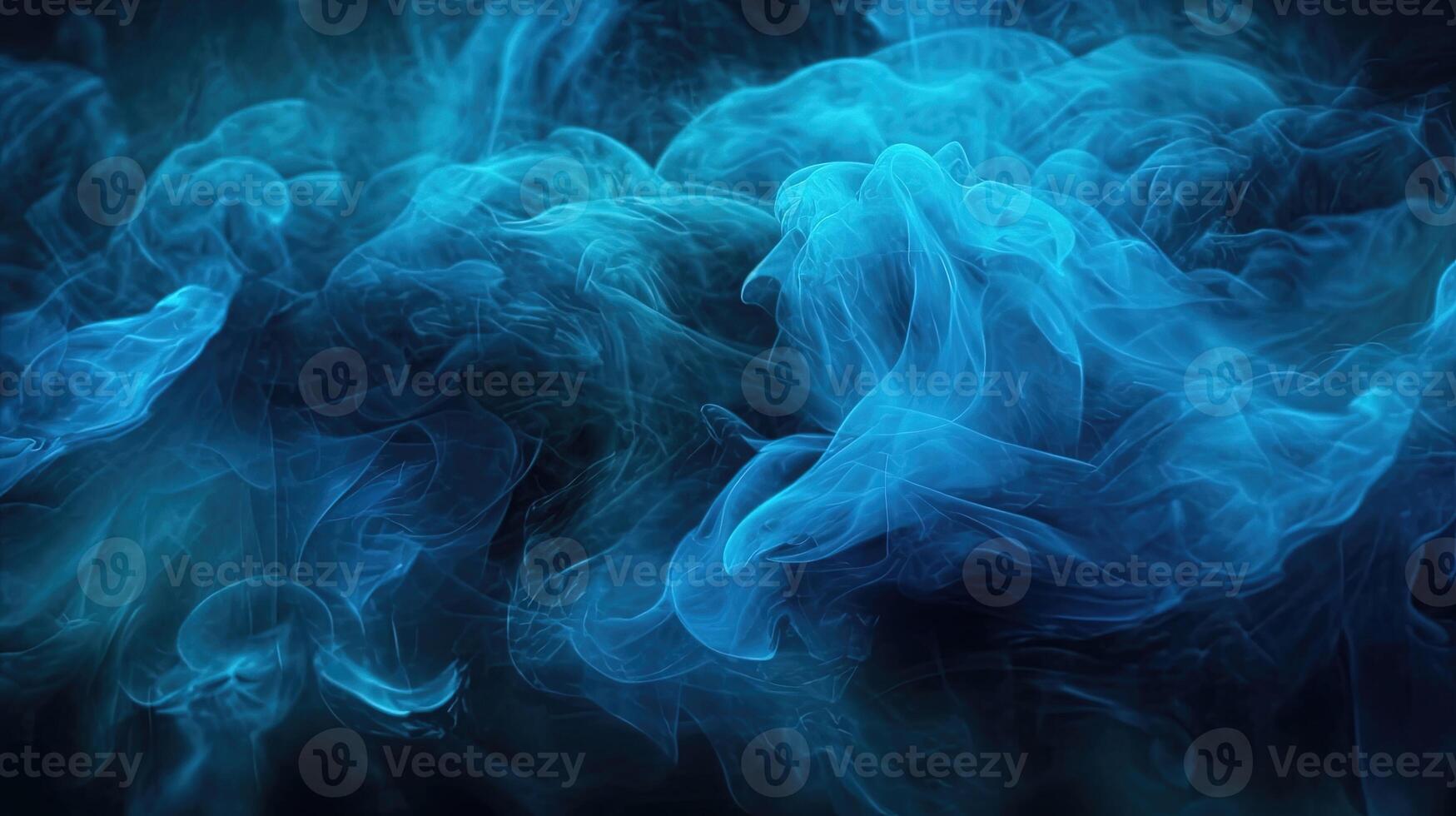 Stormy Wave of Blue Particle Texture Paint, Evoking Vapor and Mist on a Dark Black abstract background. Shiny smoke. Glitter fluid. Ink water. Magic mist. photo