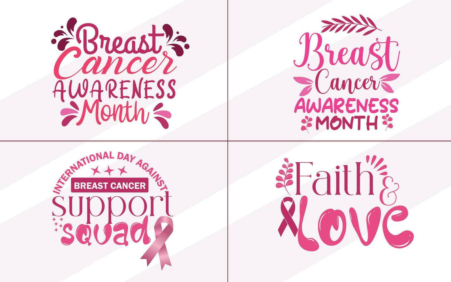 Free vector international day against breast cancer lettering labels collection.