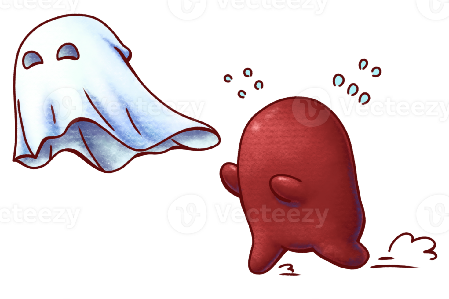 Running red baby ghost png