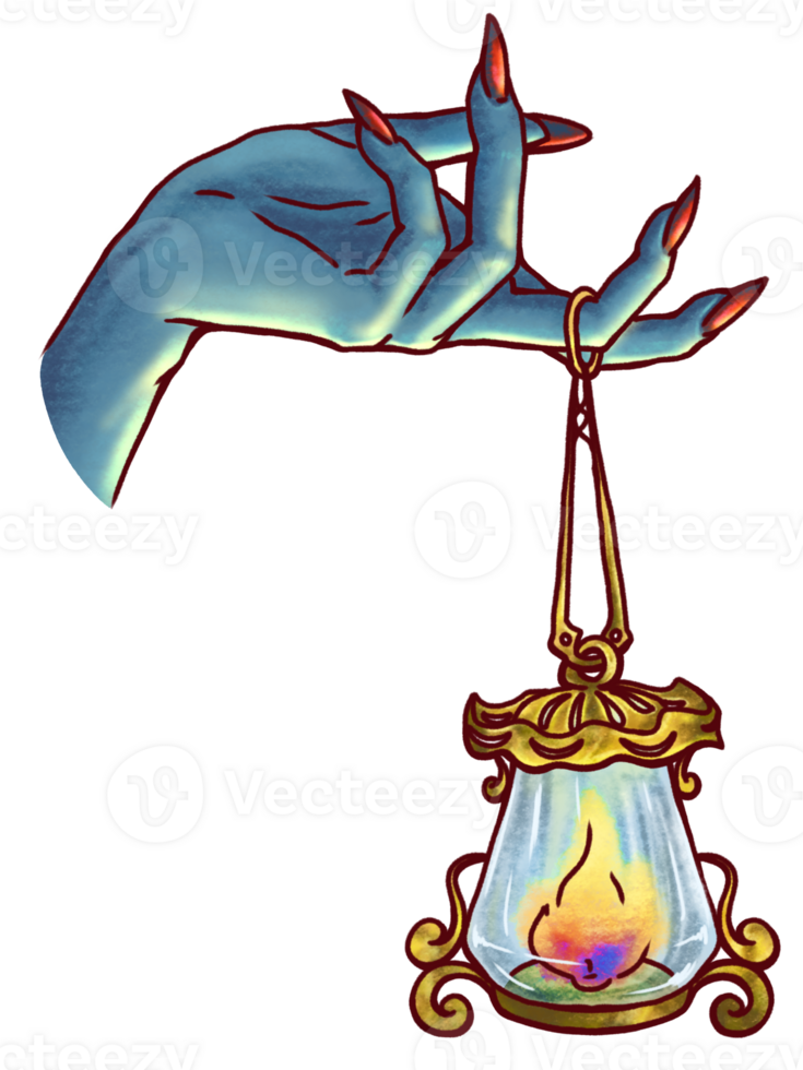 Demon hand with lantern png