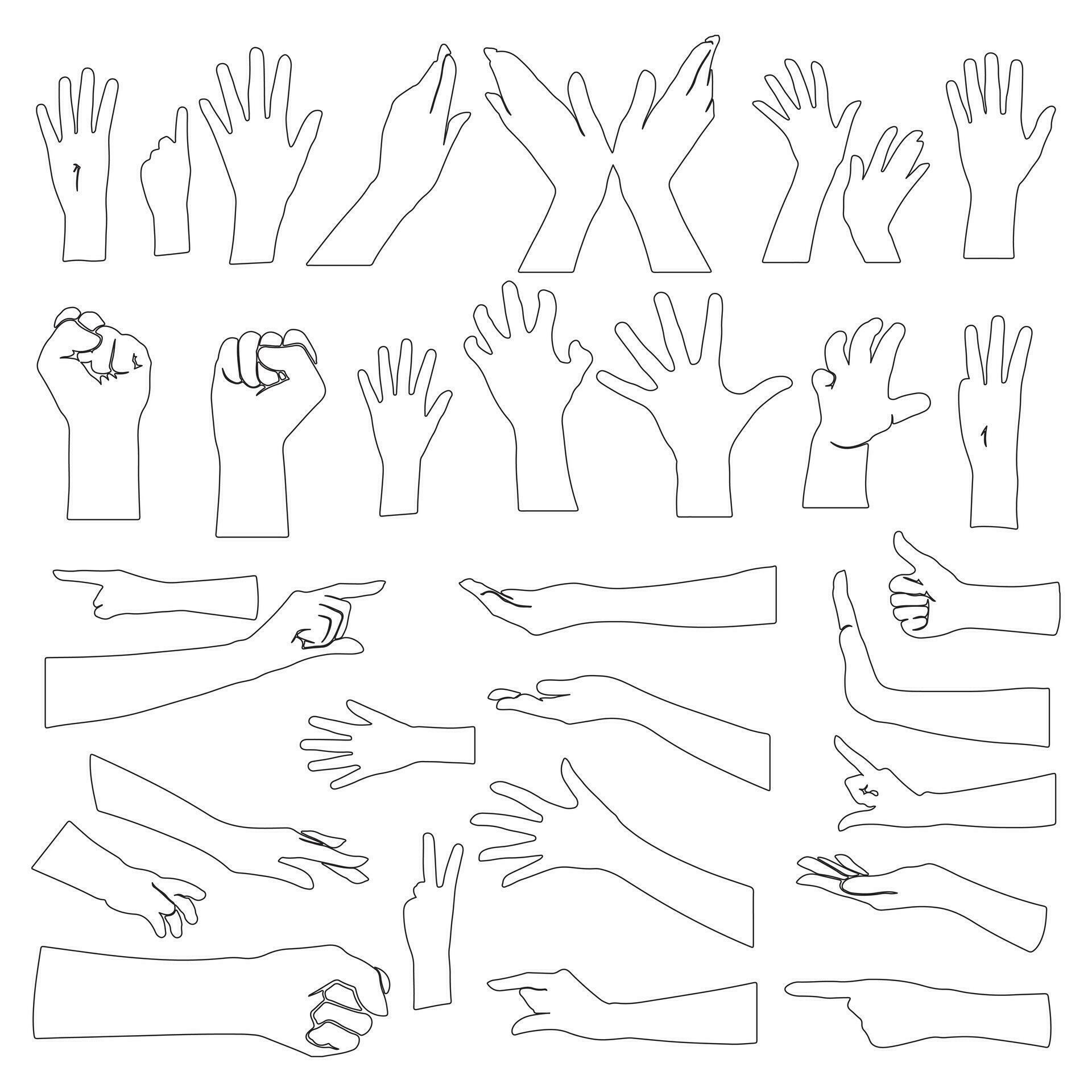 Hands poses. Female hand holding and pointing gestures, fingers crossed ...