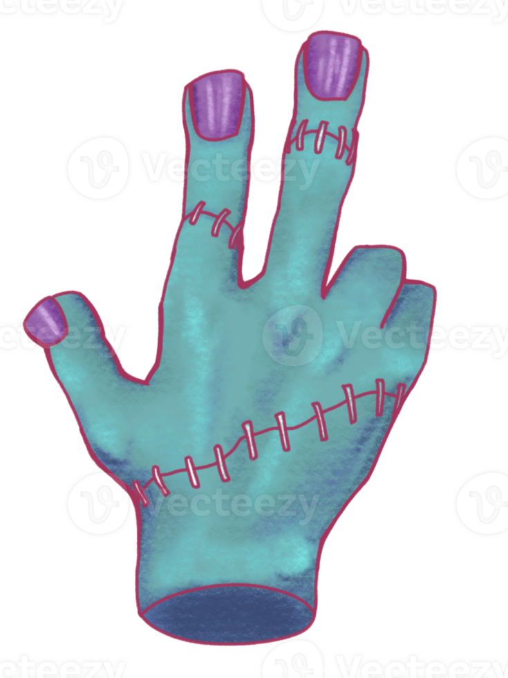 Frankenstein stitches hand png