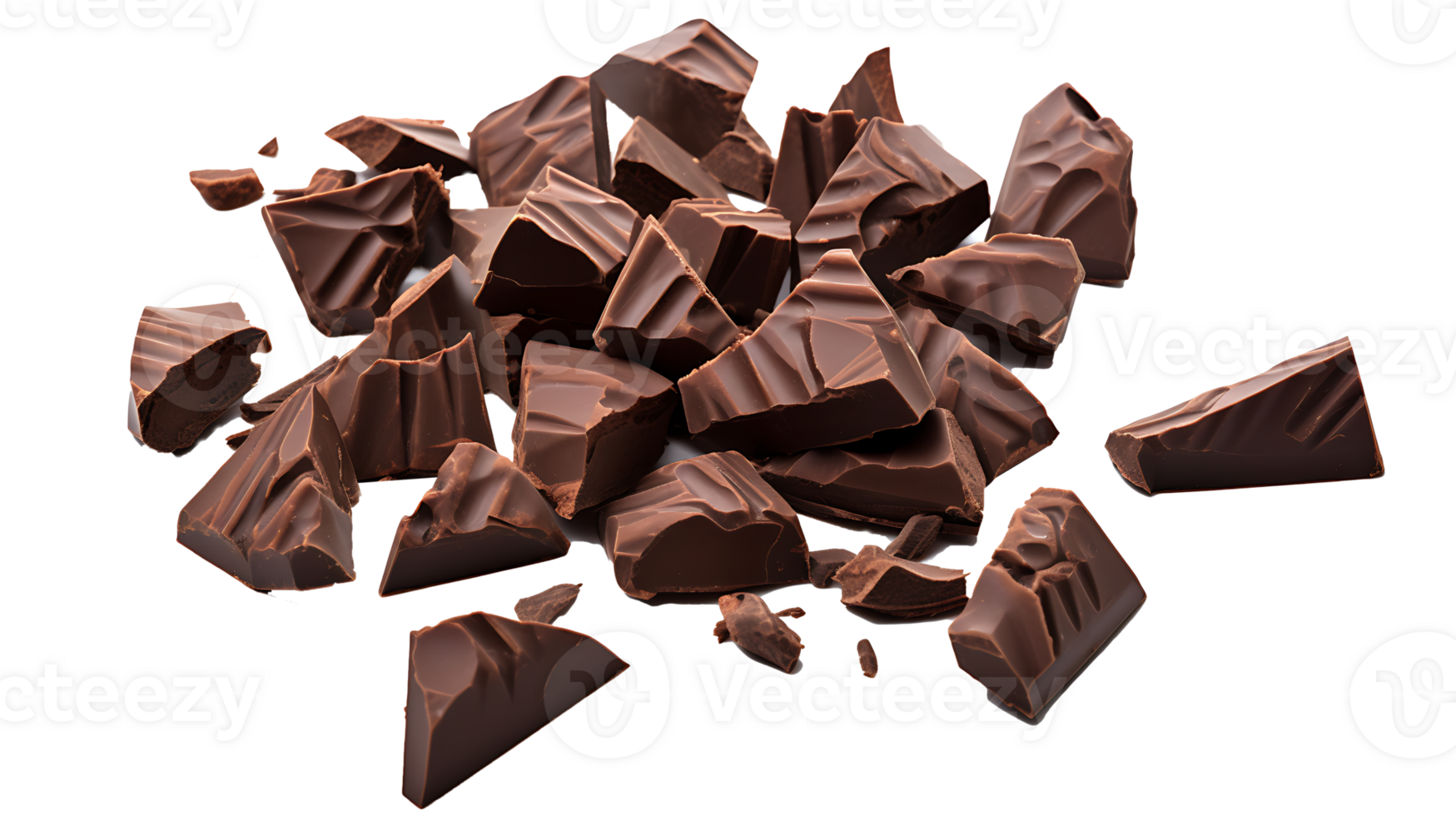 Fresh organic broken chocolate pieces set transparent png background. AI Generated chocolate png bundle