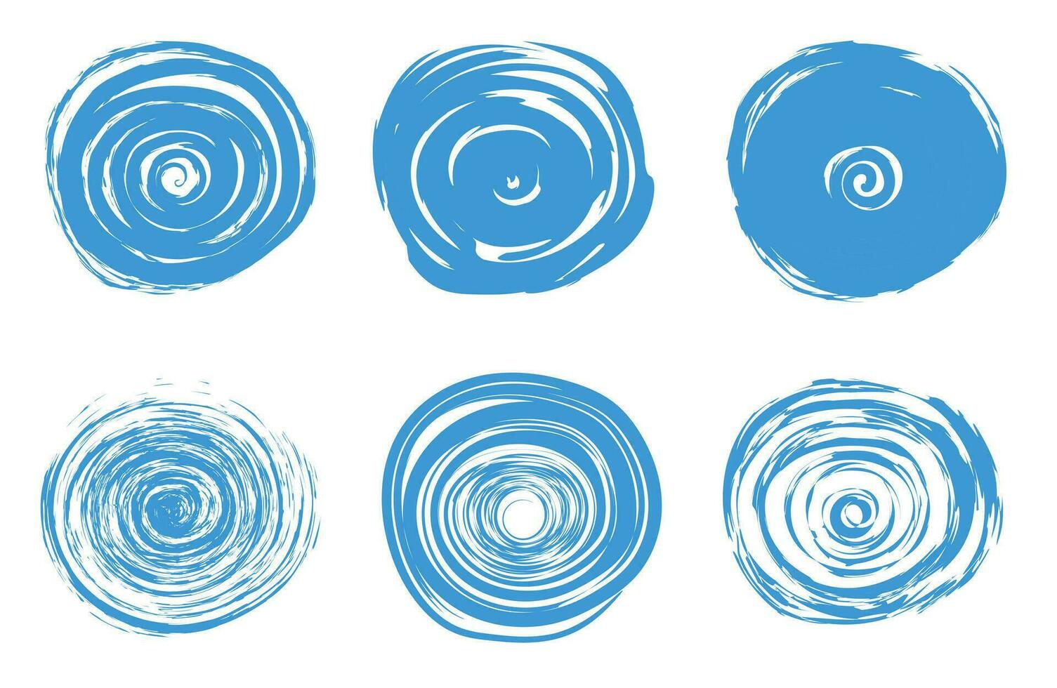 A set of circles drawn as if with a felt-tip pen or a brush vector