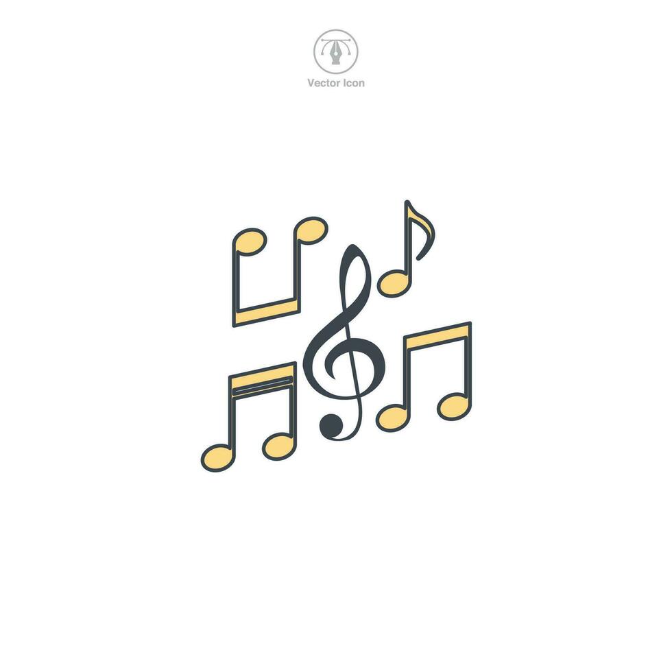 música notas icono símbolo vector ilustración aislado en blanco antecedentes