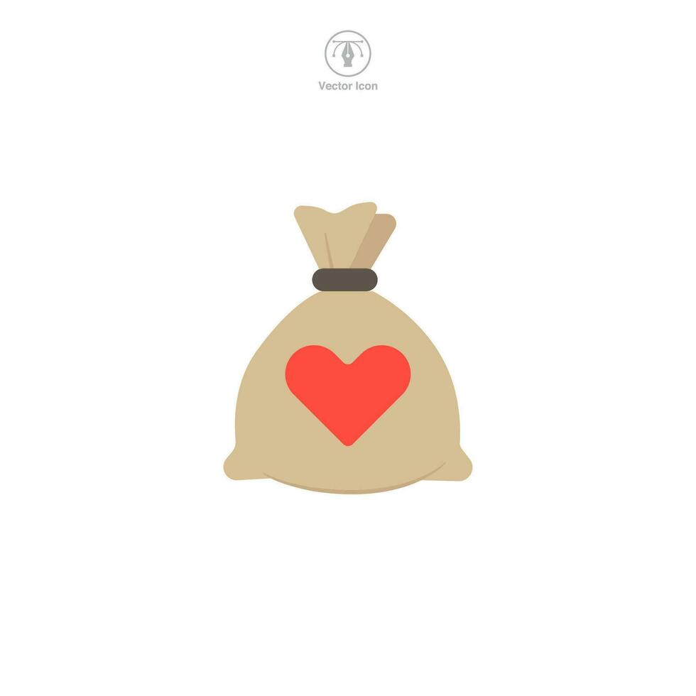 dinero bolso con corazón icono símbolo vector ilustración aislado en blanco antecedentes