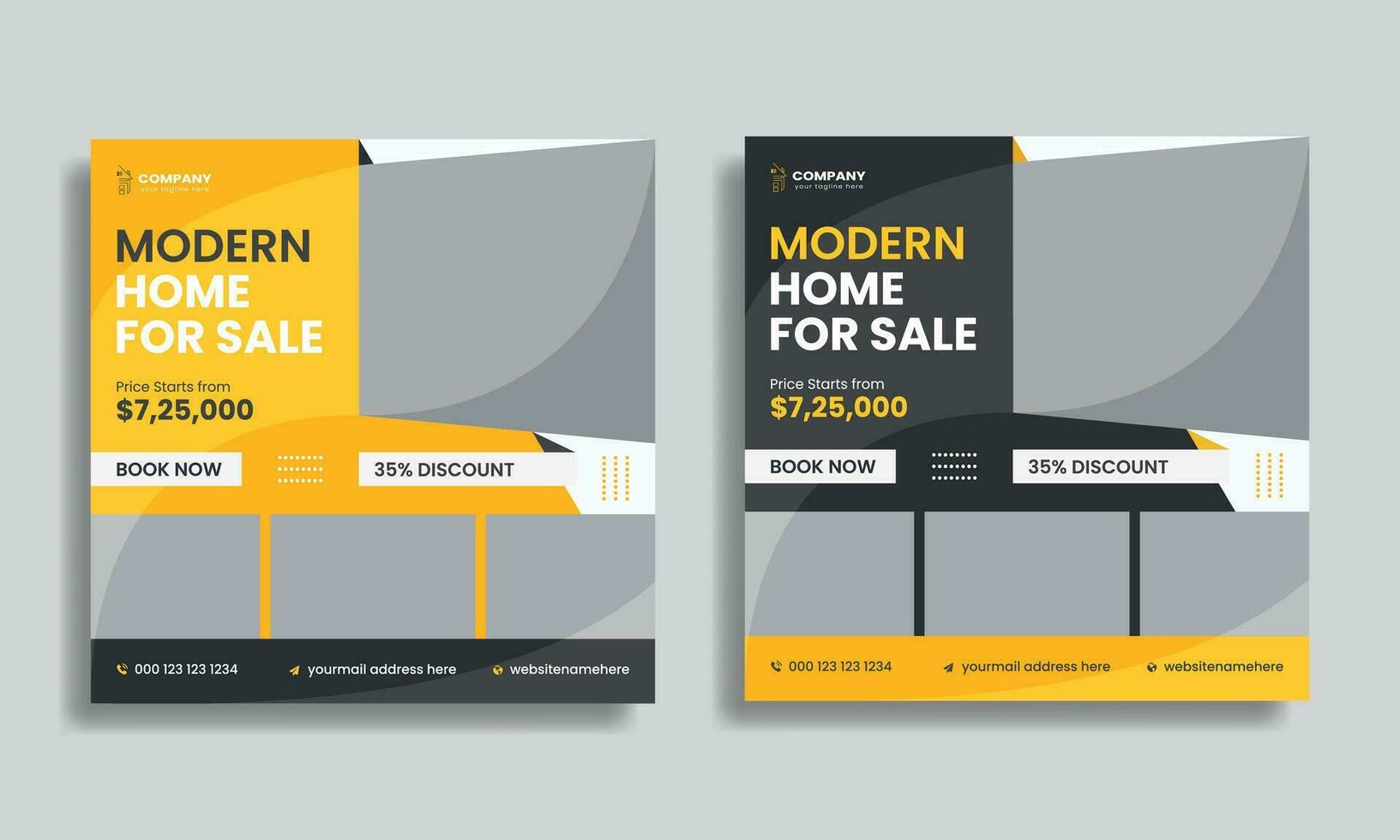 Social media post design template for real estate company, home for sale square banner for digital marketing vector