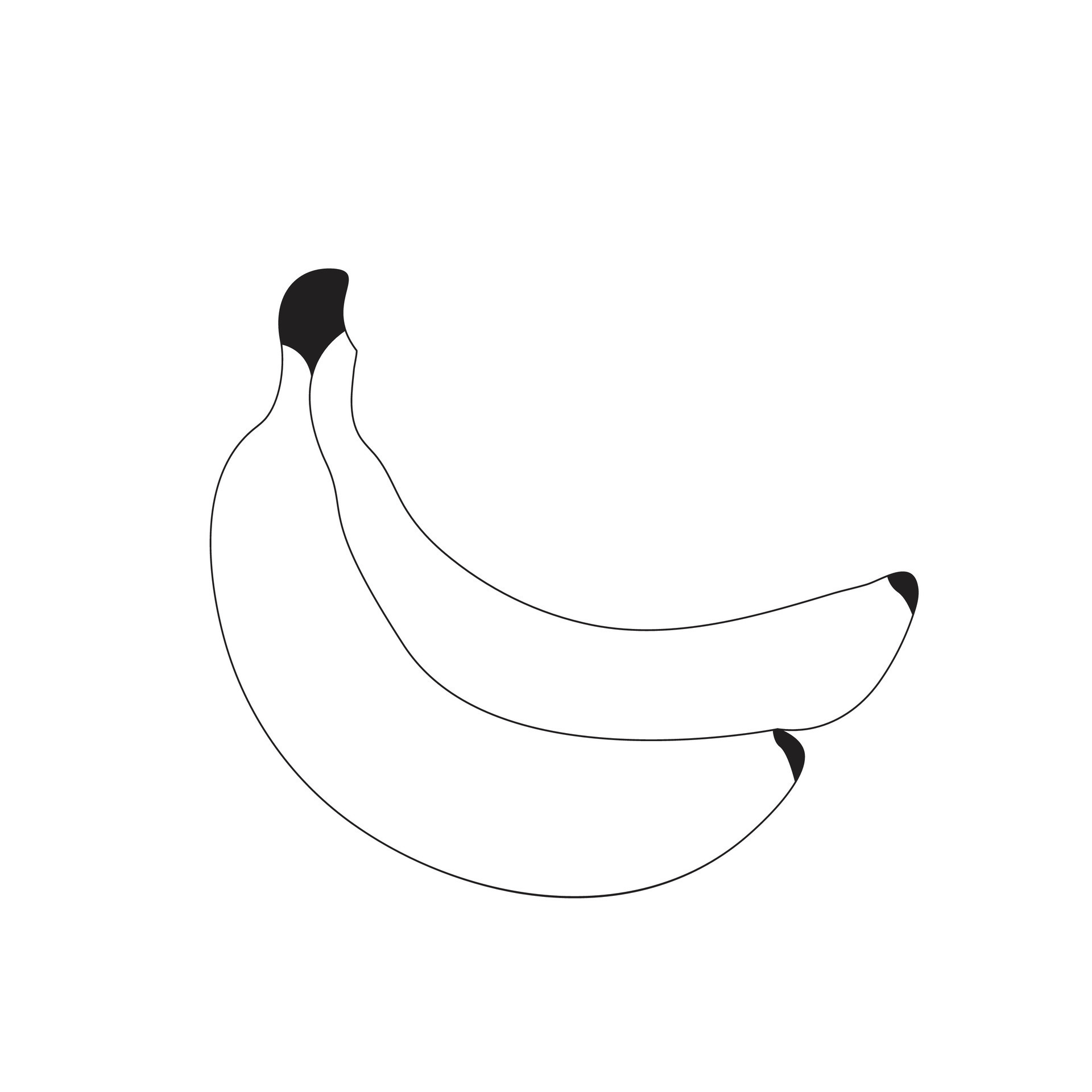 Banana Drawing isolated on white background sketch coloring page
