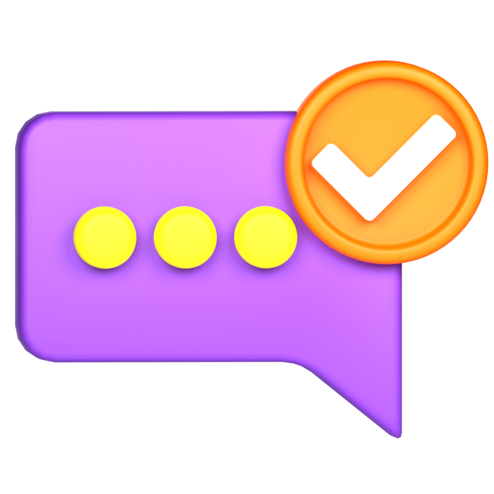 3d rendering of approved chat icon png