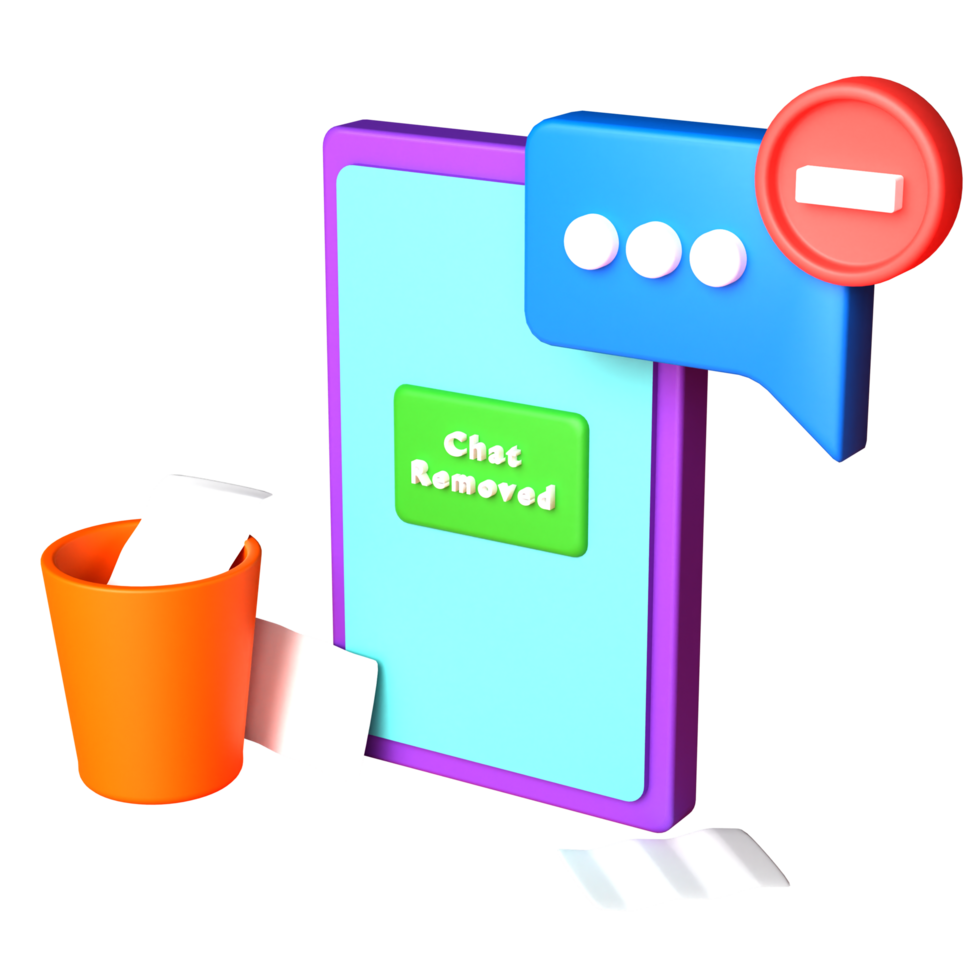 3d rendering of removed chat illustration with transparent background png