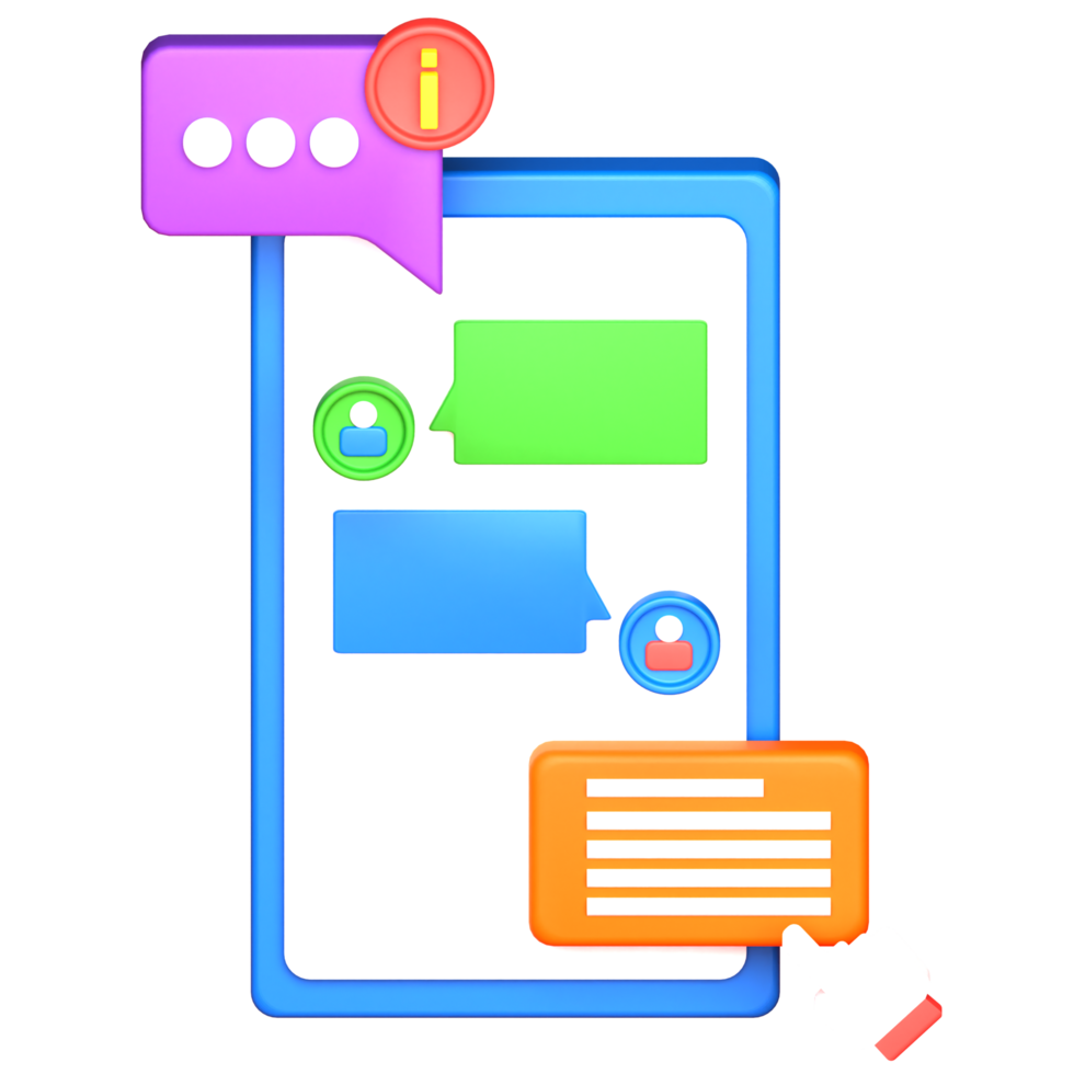 3d rendering of chat information illustration with transparent background png