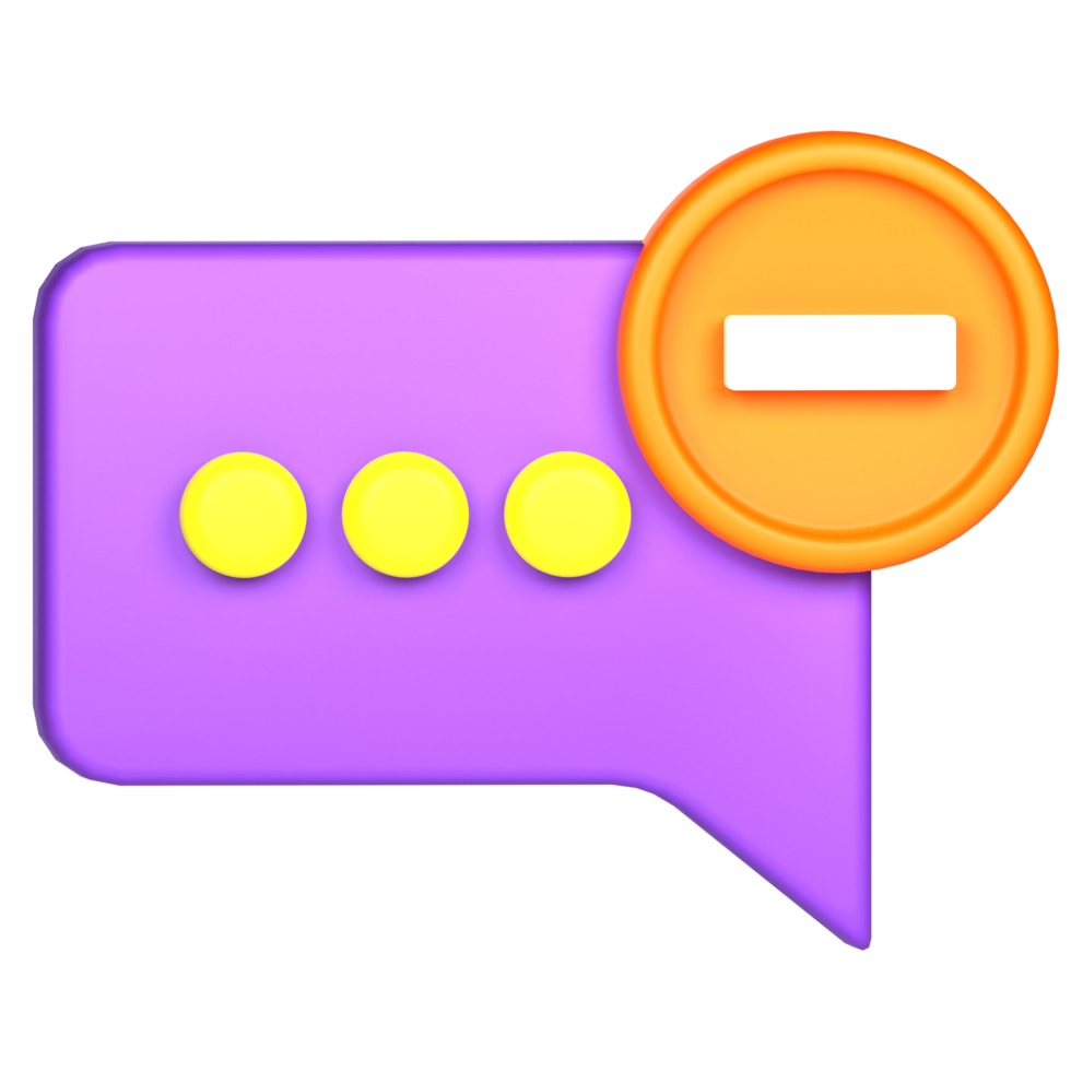 3d rendering of deleted chat icon png